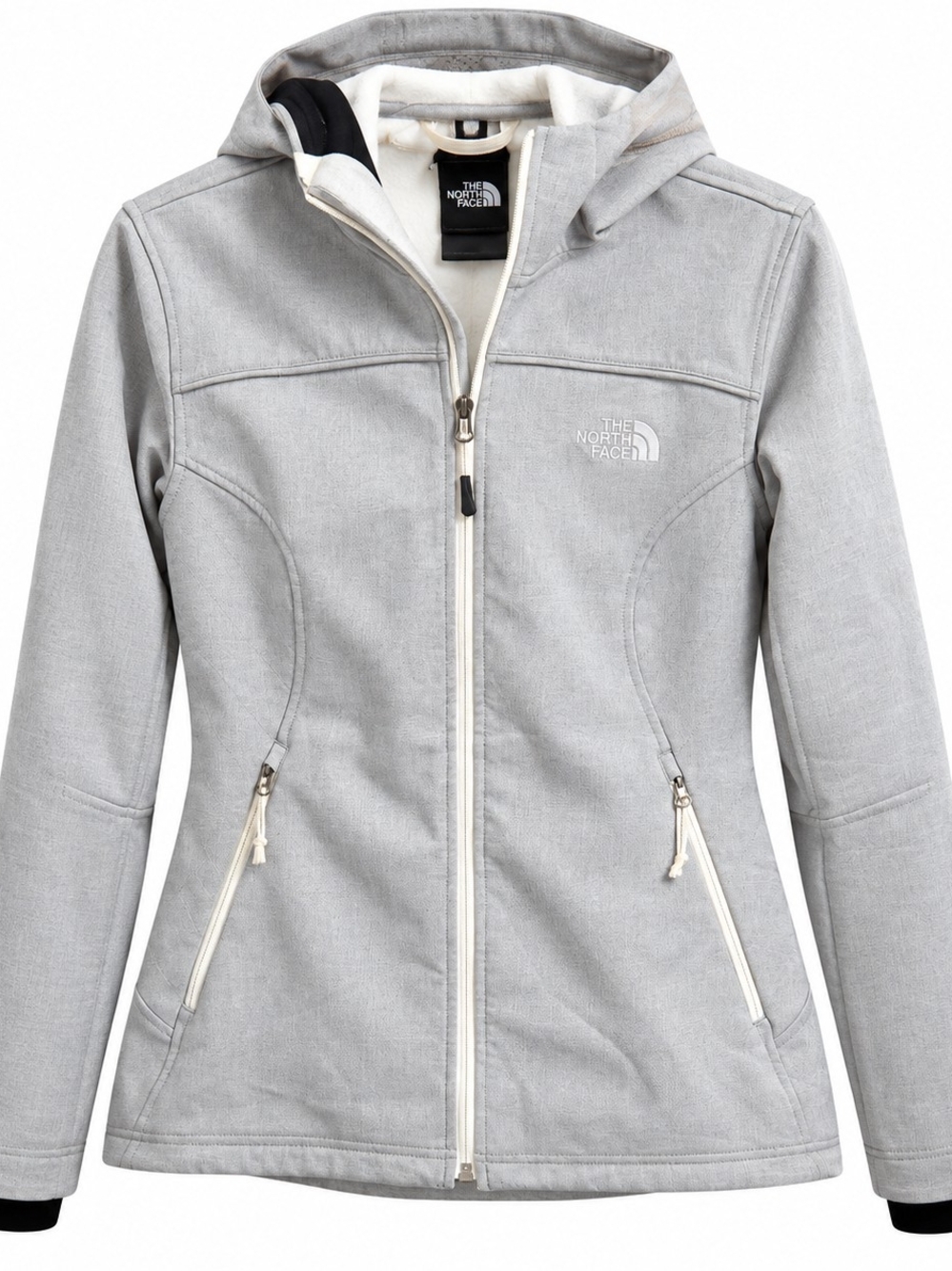 The North Face Women's Gray Hooded Softshell Jacket Full Zip Outdoor Coat